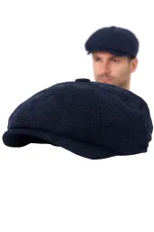 Stylowy kaszkiet męski granatowy K282B – elegancja w duchu Peaky Blinders