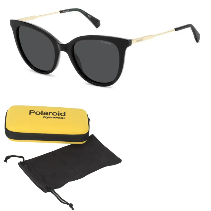 Polaroid Damskie Czarne Polaryzacyjne okulary przeciwsłoneczne 4184/807