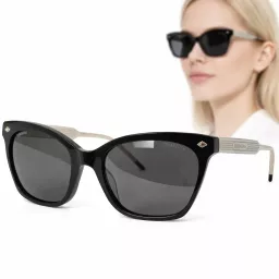 Okulary przeciwsłoneczne damskie Solano SS90217A czarne gold grey acetate