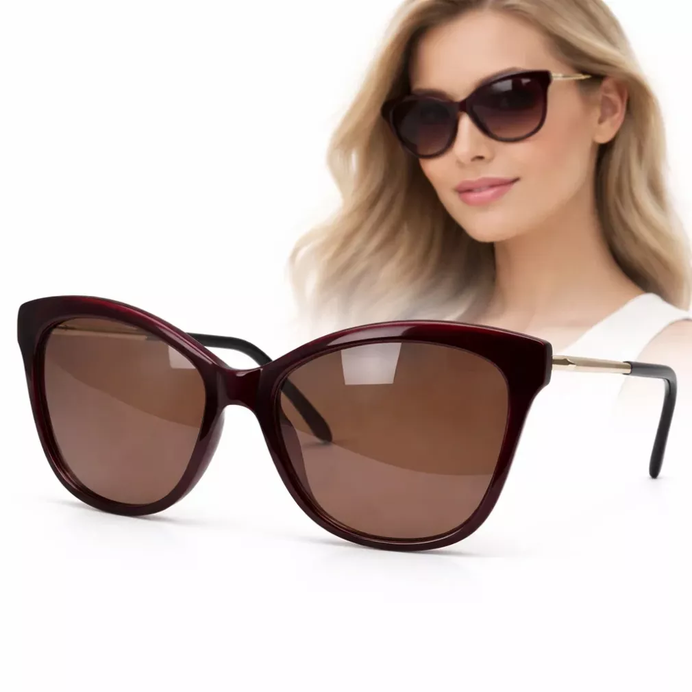 Solano Damskie Okulary Przeciwsłoneczne Cat-Eye Brązowe SS90219B