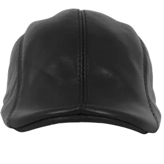 Skórzany czarny kaszkiet męski z osłoną uszu i karku K297A – Polar Fashion - 2