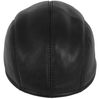 Skórzany czarny kaszkiet męski z osłoną uszu i karku K297A – Polar Fashion - 3