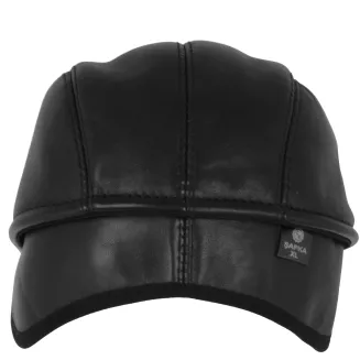 Skórzany czarny kaszkiet męski z osłoną uszu i karku K297A – Polar Fashion - 7