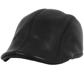 Skórzany czarny kaszkiet męski z osłoną uszu i karku K297A – Polar Fashion - 8