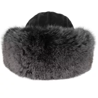 Toczek skórzany zimowy z futrem premium ciepły luksusowy Polar Fashion W530B - 2