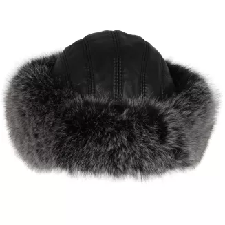 Toczek skórzany zimowy z futrem premium ciepły luksusowy Polar Fashion W530B - 4