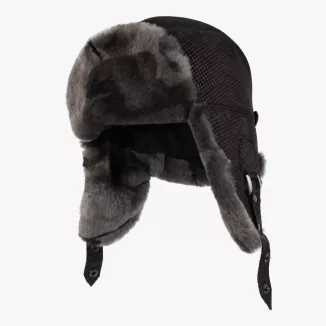 Czapka Zimowa Skórzana Pilotka Uszatka Unisex Futro Naturalna Skóra W533F - 4