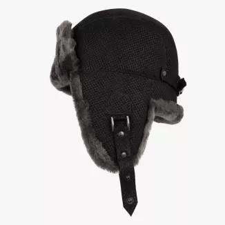 Czapka Zimowa Skórzana Pilotka Uszatka Unisex Futro Naturalna Skóra W533F - 7