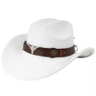 BIAŁY KAPELUSZ KOWBOJSKI WESTERN + OKULARY PILOTKI ZESTAW UNISEX R260E - 4