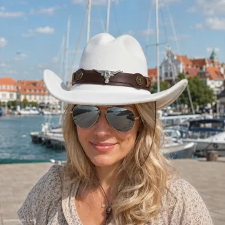 BIAŁY KAPELUSZ KOWBOJSKI WESTERN + OKULARY PILOTKI ZESTAW UNISEX R260E - 7