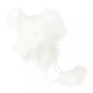 Biała zimowa czapka uszatka W210H ciepła mongołka bajka dla dziewczynki Polar Fashion - 3