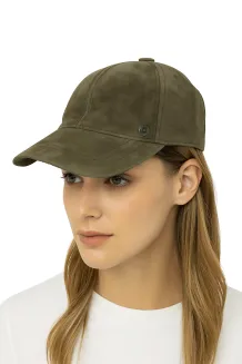 Czapka Skórzana Ocieplana Bejsbolówka Khaki Unisex K265C Polar Fashion - 10