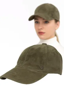 Czapka Skórzana Ocieplana Bejsbolówka Khaki Unisex K265C Polar Fashion - 7