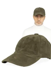 Czapka Skórzana Ocieplana Bejsbolówka Khaki Unisex K265C Polar Fashion - 8