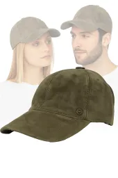 Czapka Skórzana Ocieplana Bejsbolówka Khaki Unisex K265C Polar Fashion