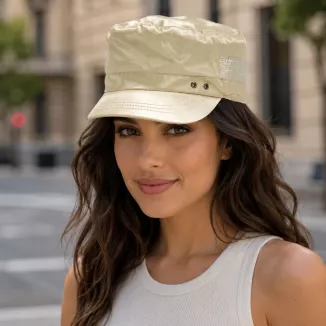 CZAPKA PATROLÓWKA DAMSKA BEŻ MILITARY CAP Z DASZKIEM K48C - 2