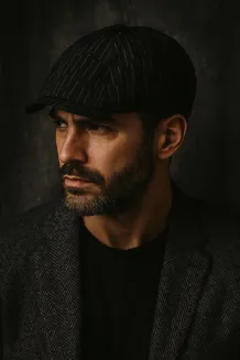 Czarny kaszkiet męski bawełniany letnia czapka Peaky Blinders Shelby K225E - 4