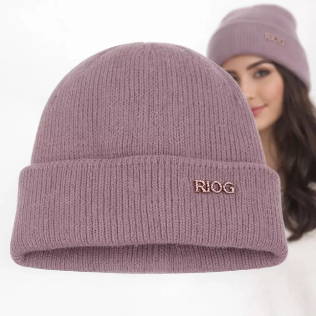 Czapka damska zimowa liliowa pudrowy fiolet, z angorą | Polar Fashion W527C