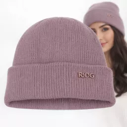 Czapka damska zimowa liliowa pudrowy fiolet, z angorą | Polar Fashion W527C
