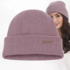Czapka damska zimowa liliowa pudrowy fiolet, z angorą | Polar Fashion W527C