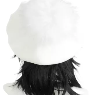 Ciepły biały beret damski W503A z naturalnym pomponem zimowy Polar Fashion - 2