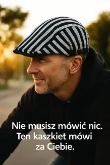 Szaro-czarny kaszkiet męski bawełniany letnia czapka z regulacją-K192B - 5