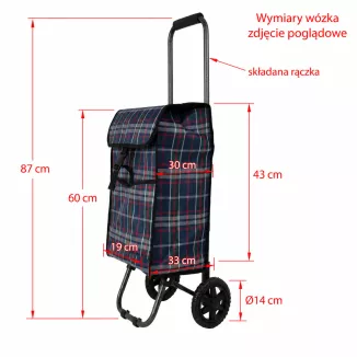 Wózek na zakupy torba na kółkach WZ221A 25L składana rączka na pasek kratka - 6