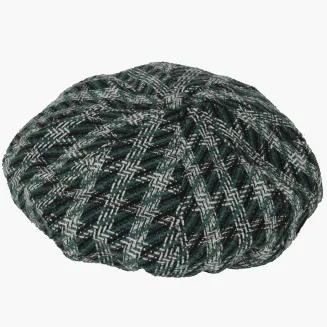 Wiosna Jesień Kaszkiet Damski K291E Zielona Krata  Wiskoza i Styl Polar Fashion - 3