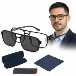 Okulary męskie clip-on polaryzacja UV400 matowe czarne Solano CL90288B
