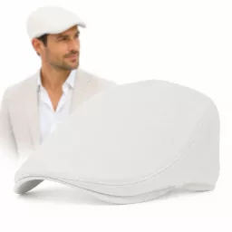 Kaszkiet Męski Lniany Letni Czapka Flat Cap Ivy Cap Przewiewny Ecru K314B