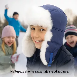 W232E Blue-White A Warm Eared Winter Hat Fastened To The Neck - 4