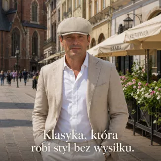 Kaszkiet Męski Beżowy K317B Bawełna Retro Gazeciarz Shelby Peaky Blinders - 4
