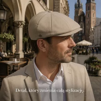 Kaszkiet Męski Beżowy K317B Bawełna Retro Gazeciarz Shelby Peaky Blinders - 6