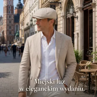 Kaszkiet Męski Beżowy K317B Bawełna Retro Gazeciarz Shelby Peaky Blinders - 2