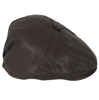 Skórzany kaszkiet Polar Fashion K233K – czekoladowy styl unisex z pikowaną podszewką - 3