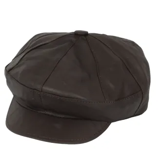 Skórzany kaszkiet Polar Fashion K233K – czekoladowy styl unisex z pikowaną podszewką - 5