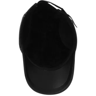 Czarna skórzana czapka bejsbolówka premium z kontrastowym przeszyciem K248F Polar Fashion - 6