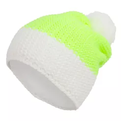 W264A Lime-White Warm Reflective Winter Hat Knitted Insulated Fleece