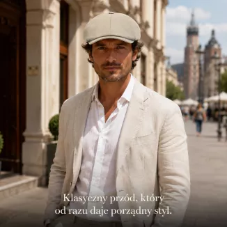 Shelby Kaszkiet Męski Beżowy Gazeciarz Retro Styl Peaky Blinders K317A - 4