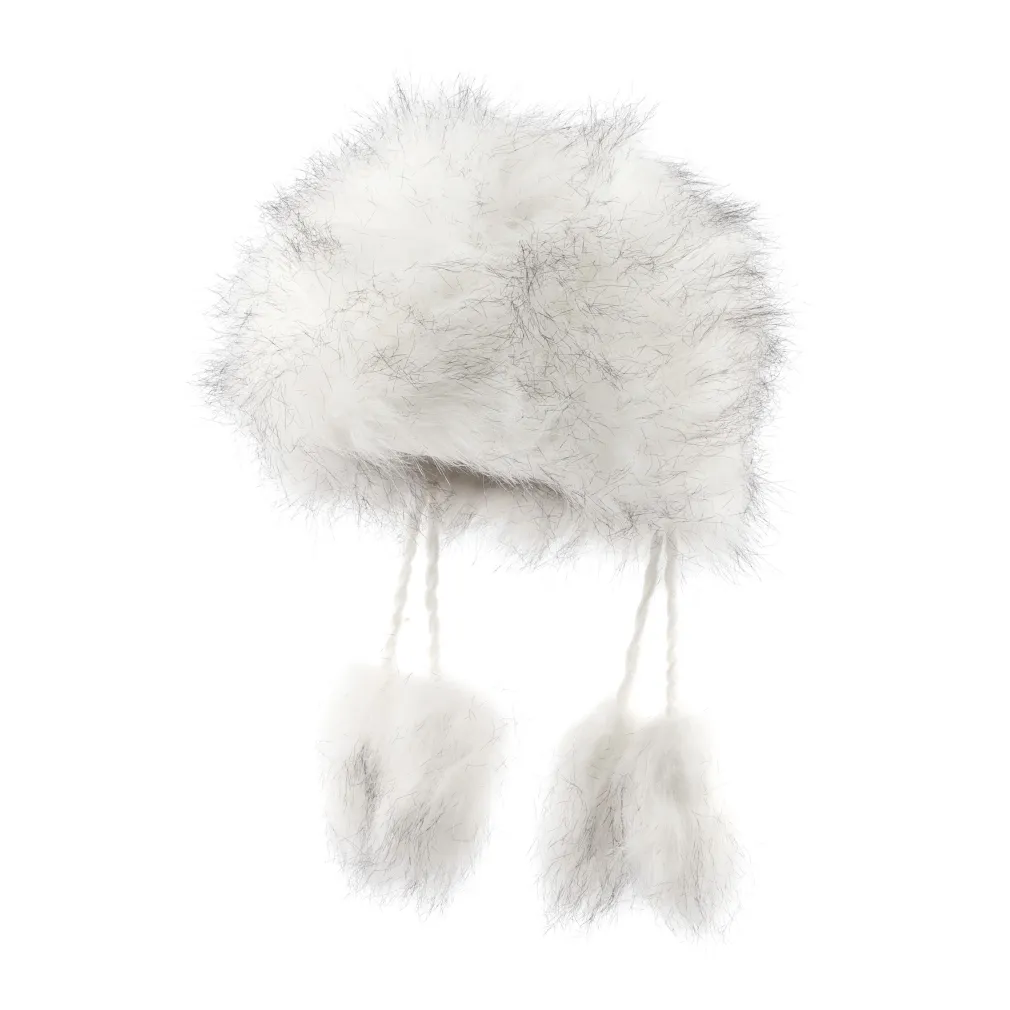 W200B Women'S Insulated Fleece White-Grey Fur Hat