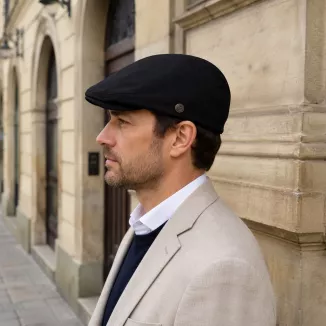 Kaszkiet Męski Bawełniany Czarny Letni Czapka Flat Cap Gładki Lato K312G - 3