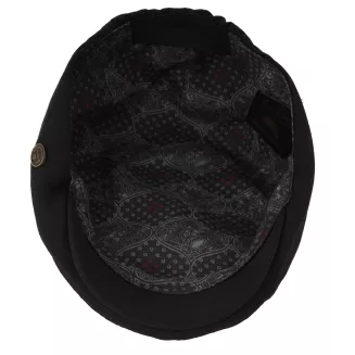 Kaszkiet Męski Bawełniany Czarny Letni Czapka Flat Cap Gładki Lato K312G - 8