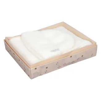 W476A Kremowy komplet zimowy damski czapka i szalik - 5