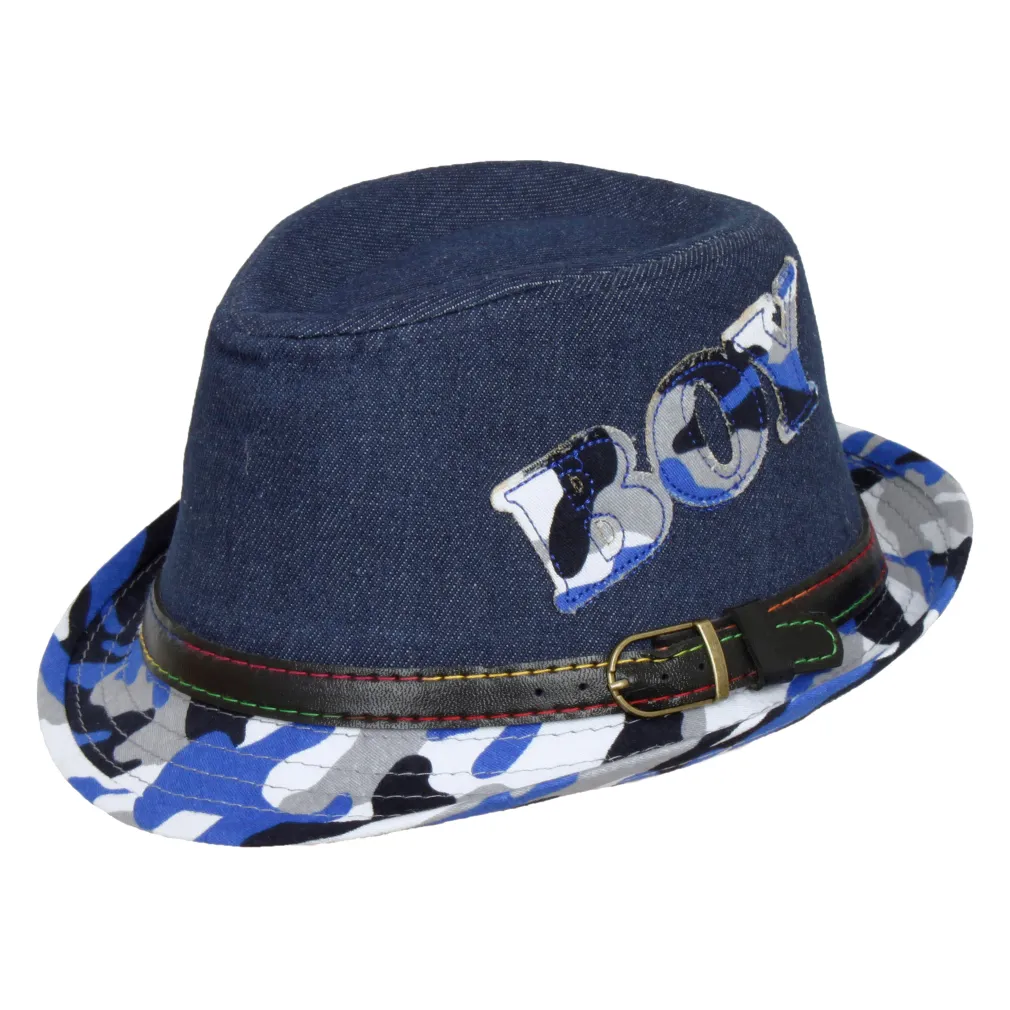 Klasyczny kapelusz Trilby dziecięcy boy z paskiem R184C Polar Fashion