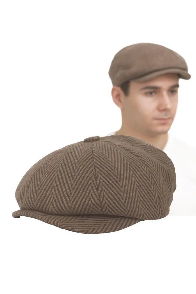 Polar Fashion Kaszkiet Męski Brązowy K273B Styl Retro Rozmiar 57–59 cm
