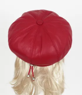 K254A Czerwony kaszkiet  skórzany  z osłoną na uszy i kark - 7