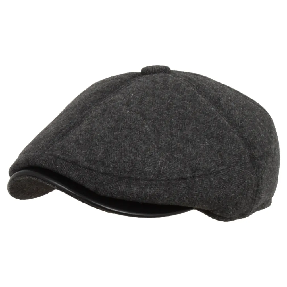 K81B Dark Grey Men'S Flat Cap Insulated With Earmuffs Hat