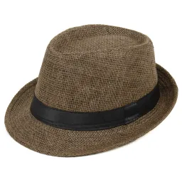 R152 Klasyczny kapelusz Trilby brązowy z czarnym otokiem