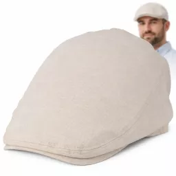 Kaszkiet Męski Beżowy Lniany Flat Cap Letni Lekki Przewiewny 57-60cm K309C