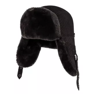 Czapka Zimowa Skórzana Pilotka Uszatka Unisex Ocieplana Futrem W533G - 4